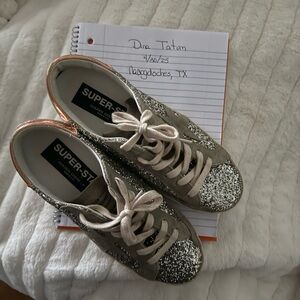 Women's Glitter Sneakers - Silver and Gray